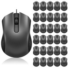 30 Pack Computer USB Wired Mouse Bulk 3 Button 800/1200 DPI Gray picture