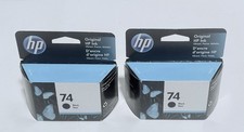 2 HP 74 Original Black Ink Cartridge Genuine Hewlett Packard Sealed 03/2023 picture