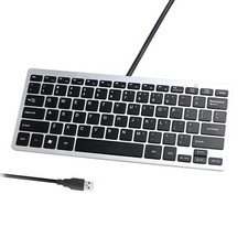Ultra Thin Mini USB Wired Compact Keyboard for PC Mac Laptop 78 Black Key Silver picture