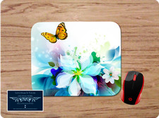 FLORAL BUTTERFLY WATERCOLOR ART CUSTOM NONSLIP PC DESK MAT MOUSE PAD HOME SCHOOL picture