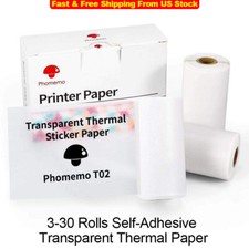 Transparent Self-Adhesive Thermal T02 Sticker Paper for Phomemo Photo Printer US picture