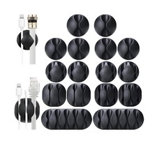 OHill 16PCS Black Cable Clips, Self Adhesive Cord Holder Cord Organizer picture