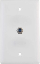 Coax Wall Plate F Type Jack White Single Coaxial Cable Outlet Cover 3GHZ - 10 PK picture