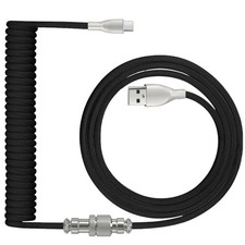 Coiled Keyboard Cable Black 1.5M Usb-c to Usb-a Braided Cord with Detachable picture