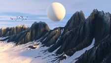 Landscape  art illustration mountains snow planet Custom Gaming Mat Desk picture