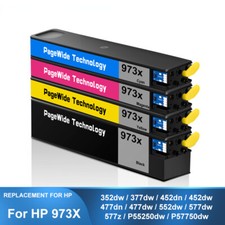 4PC 973X Cartridge With Ink For HP 352dw 377dw 452dn 452dw 477dn 477dw 552dw picture