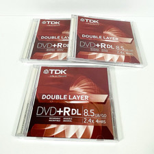 TDK DVD+R Double Layer 8.5 GB 2.4x 4hrs recordable discs x3 picture