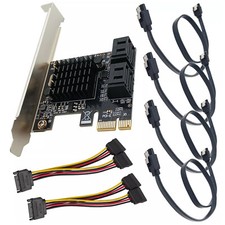 PCI-e X1 to SATA 3.0 Expansion Card 4 Port Controller Adapter Data Power Cable picture