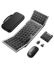 Portable Foldable Keyboard and Mouse Combo, Bluetooth×2+USB A+USB C(4 in 1) C... picture