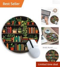 Stylish Round Mouse Pad with Cute Bookshelf Design - Perfect Gift for Any Desk picture