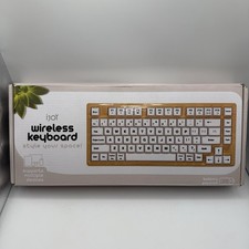 iJoy Wireless Keyboard Wood Style 82-Key USB 2.0 Multi-Device Open Box picture