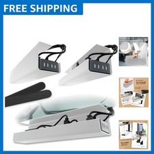 Elegant 17-Inch Under Desk Cable Management Tray - No-Screw Installation, 2-Pack picture