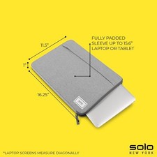 SOLO NEW YORK LAPTOP BAG SLEEVE FOR WOMEN & MEN - TRAVEL CASE FOR -  GRAY picture