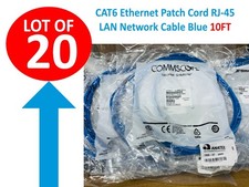 Lot of 20 🔥 ✅ CAT6 Ethernet Patch Cord 10 FT, RJ-45 LAN Network Cable Blue picture