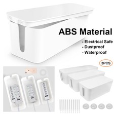 3PCS White Cable Management Box Power Strip Cord Surge Protector Organizer Box picture