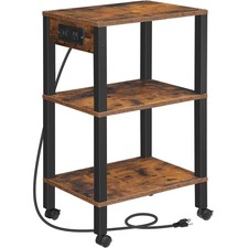 3 Tier Printer Cart Charging Station Under Desk Rustic Brown Black picture