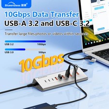 Blueendless Aluminium 10Gbps USB3.2 Gen2 4/10port HUB Docking Station USB-C USB- picture