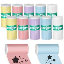 10 Rolls Colorful Mini Printer Sticker Paper, Self-Adhesive Thermal Printer P... picture