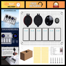 Waterproof 6 Gang Rocker Switch Panel with Dual USB & Voltmeter for Boats, RVs, picture