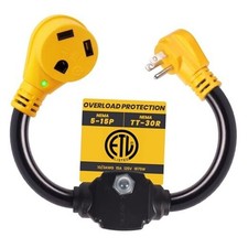 RV 30 Amp to 110 Adapter with Overload Protector Circuit Breaker, 30 Amp to 15 picture