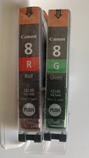 Lot of 2 Genuine Canon CLI-8R Red CLI-8G and Green Ink Cartridges without box picture