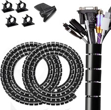Large PC Cable Management Tube Sleeve under Desk Wire Organizer for Cords 2 PCS picture