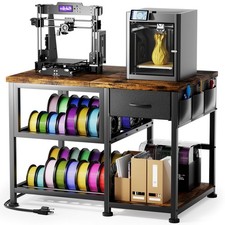 GUULIBERA 3D Printer Stand with Filament Storage Rack, Heavy Brown 3-Tier picture