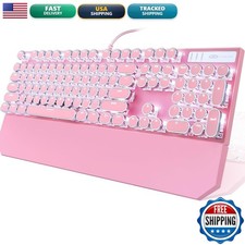 Camiysn Typewriter Style Mechanical Keyboard, Pink, 104 Keys Blue Switch Wired picture