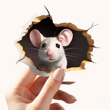 1pc 3d Personalised Mouse Sticker - Reading Theme, White Mouse & Flower Mouse picture