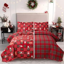 Red Plaid Merry Christmas Quilt Set with Gift Box, Full/Queen Multicolor picture