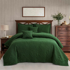 Oversized King Bedspreads 128X120, Botanical, Olive Green picture