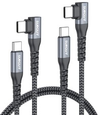 SUNGUY Right Angle USB C to C Cable 3FT 2Pack 60W Fast Charging 3FT, Grey picture