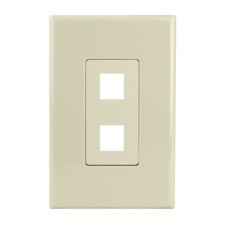 Construct Pro 2-Port Keystone Wall Plate with Screwless Face (Ivory) picture