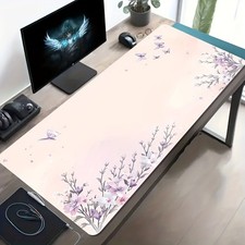 1pc Large-sized Esports Gaming Mouse Pad with a Fresh Pink-purple Floral and B picture