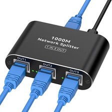 1 to 3 Ethernet Splitter, 1000Mbps Gigabit, RJ45 Switch, USB C Power, LAN picture