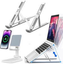 Adjustable Aluminum Laptop & Phone Stand - Ergonomic & Portable picture