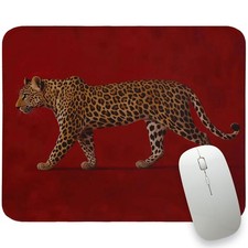 Leopard Mouse Pad, Red Cheetah Rrectangle Small Mouse Pads for Desk, Bright R... picture