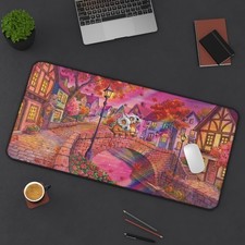 Cubone Whimsical Village Bridge Desk Mat | Pokémon Gaming Desk Mat Mouse Pad picture