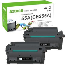 Aztech CE255A 55A Black Toner Cartridge HP 55X CE255X P3015 M521dn 2 Pack 55A picture