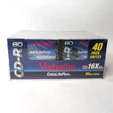 Verbatim 40 PK 700MB/80 Min CD-R Disc w/ Case 1X-16X Speed Premium AZO Blue Tech picture