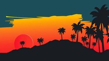 Landscape  art mountains palm trees sunset Custom Gaming Mat Desk picture