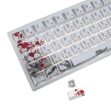 Japanese Keycaps Side Printed Set PBT Doubleshot Shine Through Cherry 135 Keys picture