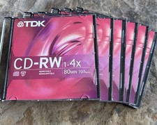 TDK CD-RW Rewritable Data CD's 1x-4x. 700MB. 80 min. Lot of 6 Factory Sealed picture