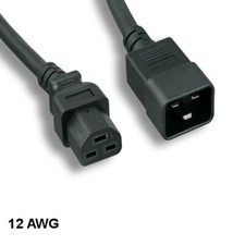 Kentek 15' ft 12 AWG Power Cord IEC-60320 C20 to IEC60320 C21 20A/250V SJT Black picture