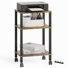 Rustic Brown 3Tier Printer Stand Mobile Cart with Rolling Caster 15.7x11.8x25.9