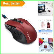 Silent Dual-Mode Rechargeable Mouse with Built-in Jiggler - Modern Red Design picture
