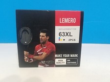 New LEMERO Remanufactured Ink Cartridges Replacement fits HP 63XL 2 Pieces picture