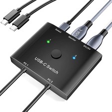 KCEVE USB C Switch 2 in 1 Out, USB Type C KVM Switch 2 Computers 1 Monitor, 8K picture