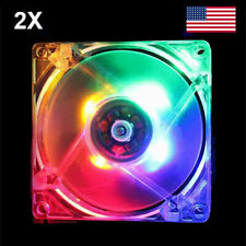2X 80mm Computer PC Clear Case Cooling Fan With LED - Rainbow picture
