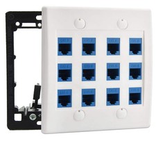 12-Port Ethernet Wall Plate RJ45 Cat6 Female-to-Female Network Outlet White picture